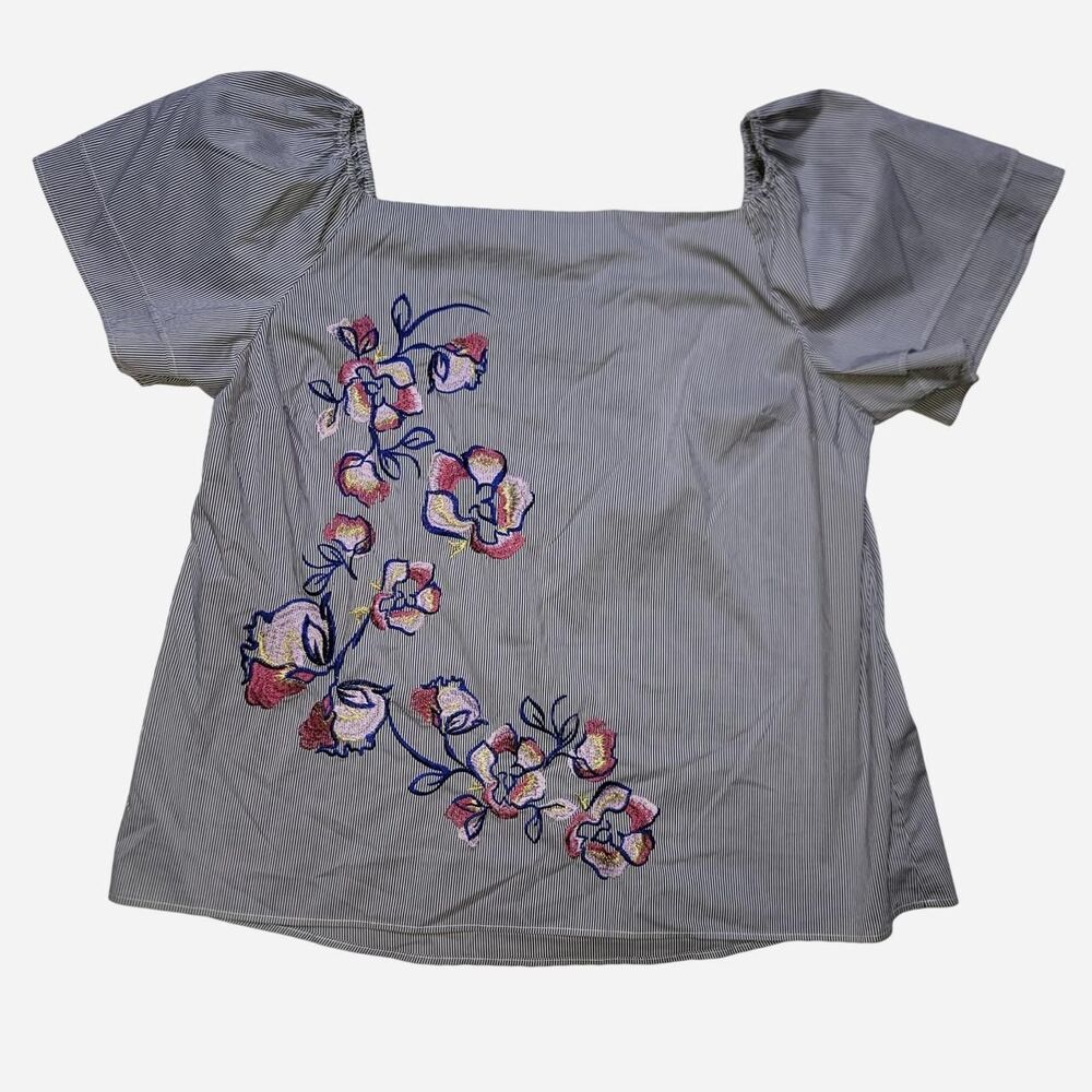 Apt-9 Women's White and Blue Blouse